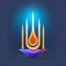 Modern exclusive logo on dark background image of burning candle. Hanukkah as a traditional Jewish holiday