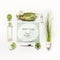 Modern facial skin care setting . Herbal cosmetic concept. Sheet mask with green cosmetic products