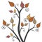 Modern Fall Autumn Leaves Branches Square Illustration