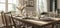 Modern farmhouse dining room with place settings, farmhouse interior. Generative Ai