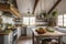 modern farmhouse kitchen with locally sourced ingredients and produce