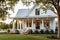 modern farmhouse with sun-drenched porch and swing