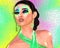 Modern fashion,hairstyle and beauty scene with colorful pastel gradient background