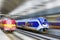 Modern Fast Passenger Train. Motion effect