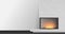 Modern fireplace with burning flame in stylish minimalist interior realistic vector illustration