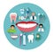 Modern flat dental icons set with long shadow effect