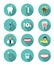 Modern flat dental icons set with long shadow effect