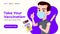 Modern flat design web banner of male take vaccine injection and showing thumb up. Syringe with needle and vaccine bottle floating