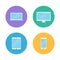 Modern flat device icons. Monitor, laptop, tablet and smartphone