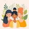 modern flat illustration happy 3 women