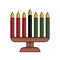 Modern flat illustration of Kwanzaa kinara with shadows, outline - candle holder menorah with seven candles. Vector