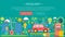 Modern flat infographic ecology concept. Green energy alternative fuel. Web header poster.