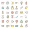 Modern flat linear colorful vector wedding icons