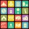 Modern flat traveling and camping icons vector