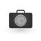 Modern flat vector icon of secured briefcase with circle fingerprint icon.