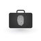 Modern flat vector icon of secured briefcase with fingerprint icon.