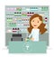 Modern flat vector illustration of a female pharmacist showing medicine description at the counter in a pharmacy