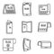 Modern flexible display icons set, outline style