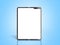 Modern flexible smart phone White screen for mockup 3d render on blue
