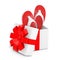 Modern Flip Flops Sandals Come Out of the Gift Box with Red Ribbon. 3d Rendering