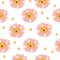 Modern floral lion seamless pattern. Trendy background