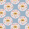 Modern floral lion seamless pattern. Trendy background