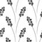 Modern floral stamen seamless pattern background. Black and white hand drawn abstract flower stem nature backdrop