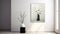 Modern Flowers Framed Wall Artwork: Large Black Vase And White Abstract Canvas