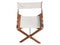 Modern folding wooden chair with fabric seat and backrest. 3d render