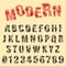 Modern font alphabet. Set of letters and numbers line design