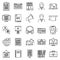 Modern foreign language teacher icons set, outline style