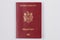 Modern foreign passport of a citizen of the Republic of Moldova. Background with copy space