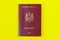 Modern foreign passport of a citizen of the Republic of Moldova. Background with copy space