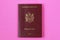 Modern foreign passport of a citizen of the Republic of Moldova. Background with copy space