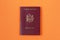 Modern foreign passport of a citizen of the Republic of Moldova. Background with copy space