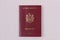 Modern foreign passport of a citizen of the Republic of Moldova. Background with copy space