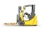 Modern forklift with empty pallet on a white background. 3D
