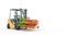 Modern forklift truck with carrots