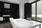 Modern freestanding white bathtub