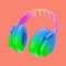 Modern Fun Teenager Vibrant Gradient Headphones. 3d Rendering