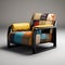 Modern Futon Armchair With Colorful Patterns And Industrial Materiality