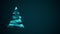 Modern future christmas tree with copy space for season greetings message or logo on blue background. Elegant animated