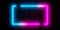 Modern futuristic abstract blue, red and pink neon glowing light open frame design in dark room background