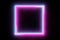 Modern futuristic abstract blue, red and pink neon glowing light square double frame design in dark room background
