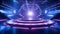 Modern futuristic concert stage with dynamic neon blue purple illumination. Modern Night Club. Concept of virtual