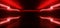 Modern Futuristic Red Sci Fi Laser Vibrant Hi-Tech Dark Room With Neon Glowing Lights Lines Fluorescent Led Cyber Empty Space In