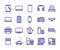 Modern gadgets color linear icons set