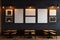 Modern Gallery Wall with Empty Frames in a Cozy Restaurant. Generative ai