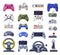 Modern Game Console Controllers Collection, Video Game Players Accessory Devices Cartoon Vector Illustration