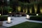 modern garden with sleek and minimalist lanterns and contemporary lighting